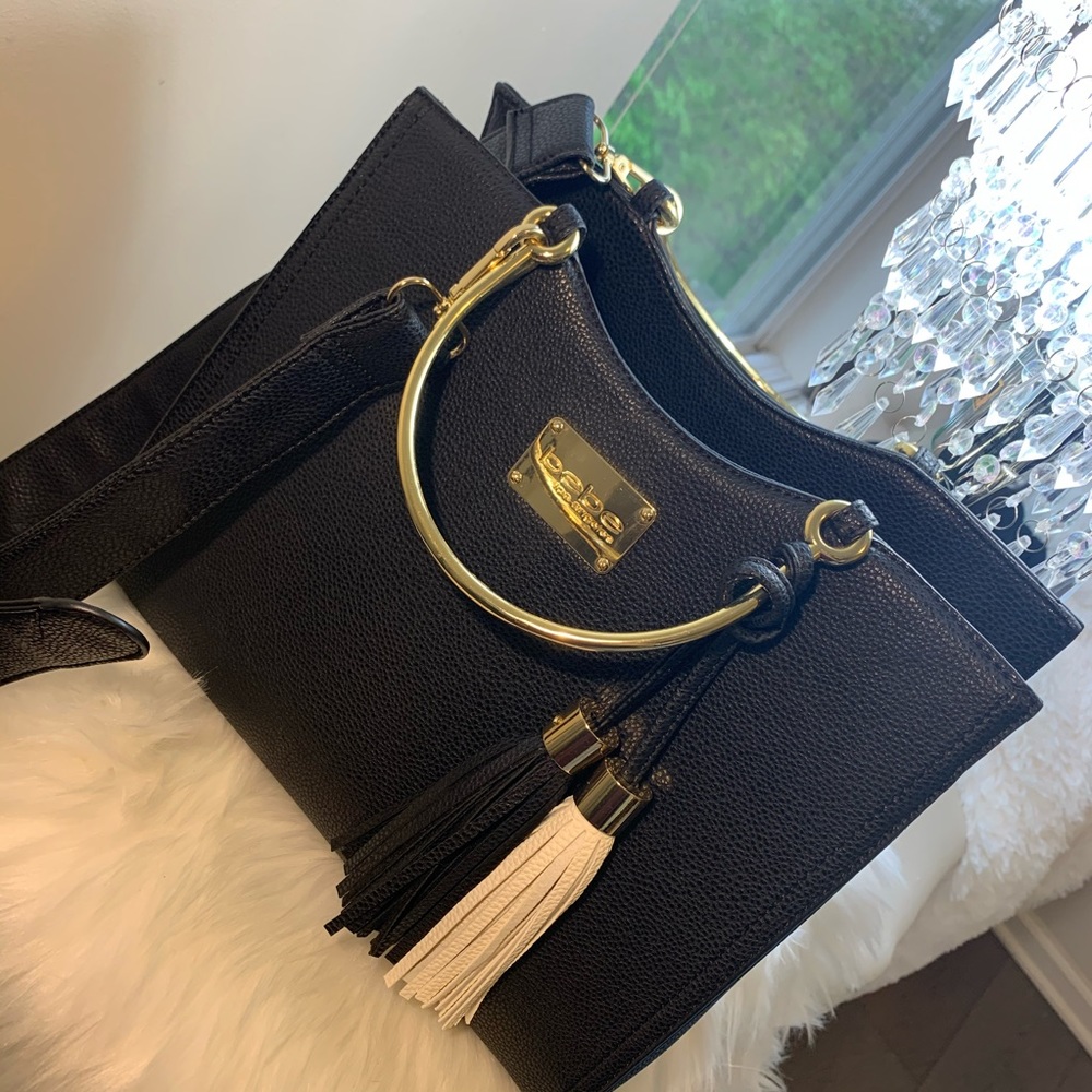 BEBE Medium Sized Black Tassel Purse